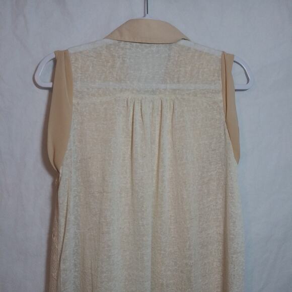 Ryu CottageCore Sleeveless Beige Lace Overlay Button Front Dress Beach Boho Sz S - Picture 9 of 10